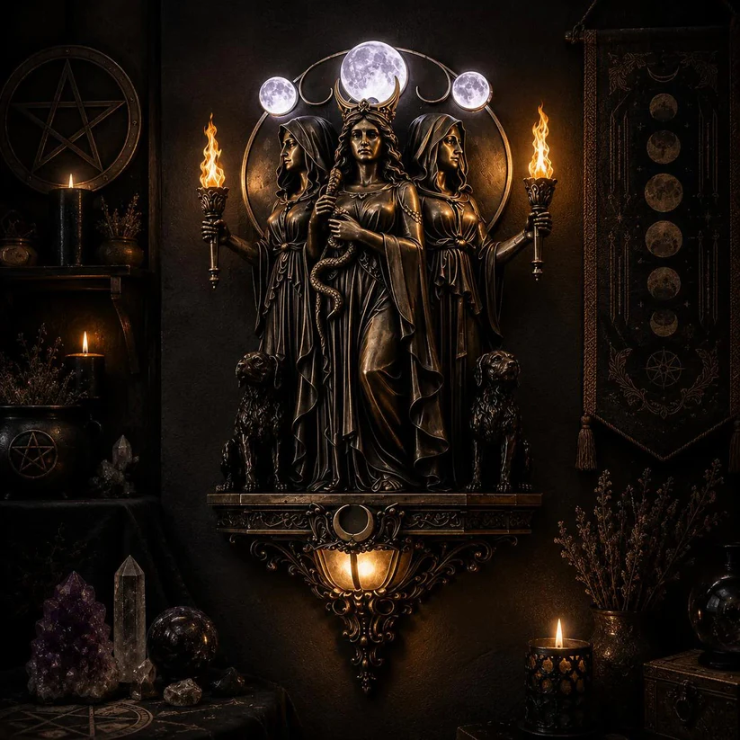 Triple Goddess Hecate LED Wall Sconce