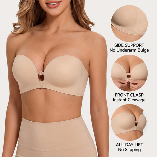 Front Clasp Strapless Bra | No-Slip Seamless Push-Up Bra
