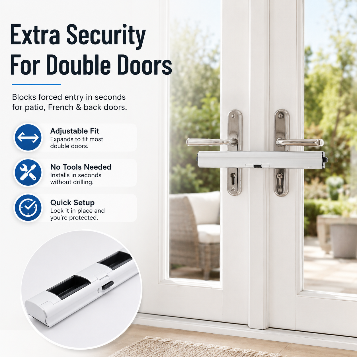 Security lock for French courtyard gates