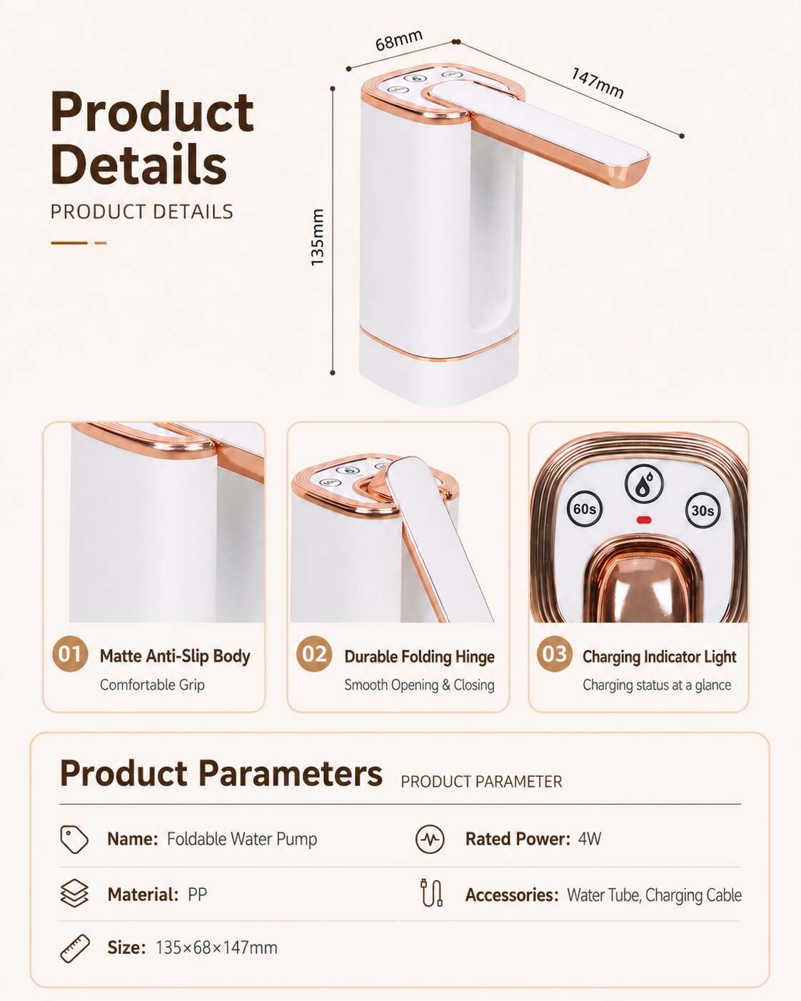 Foldable Smart Water Pump | 3-Mode Rechargeable Dispenser