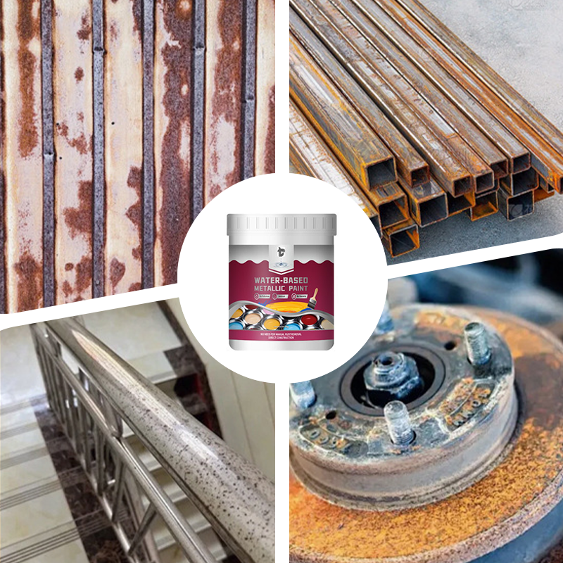 Rust Converter Metallic Paint – One coat stops rust, no sanding, no fumes.  🔨