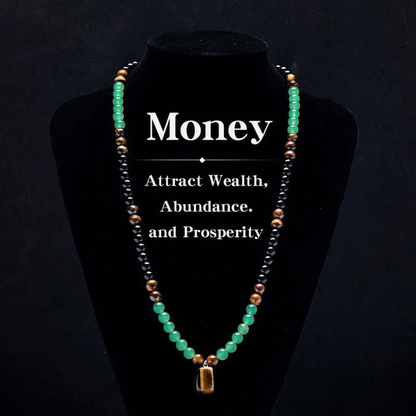 ✨ Money Attraction Necklace With GreenAventurine & Tiger Eye Pendant Healing Crystal Stone