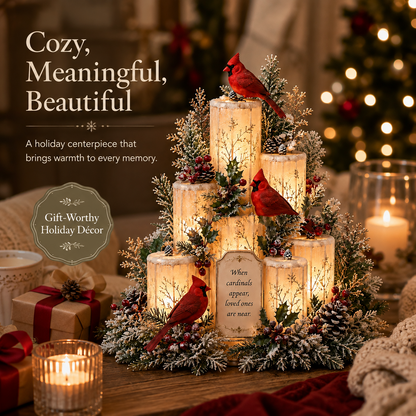 🕯️❤️ Cardinal Memorial LED Candle Centerpiece – A Warm Tribute to Loved Ones