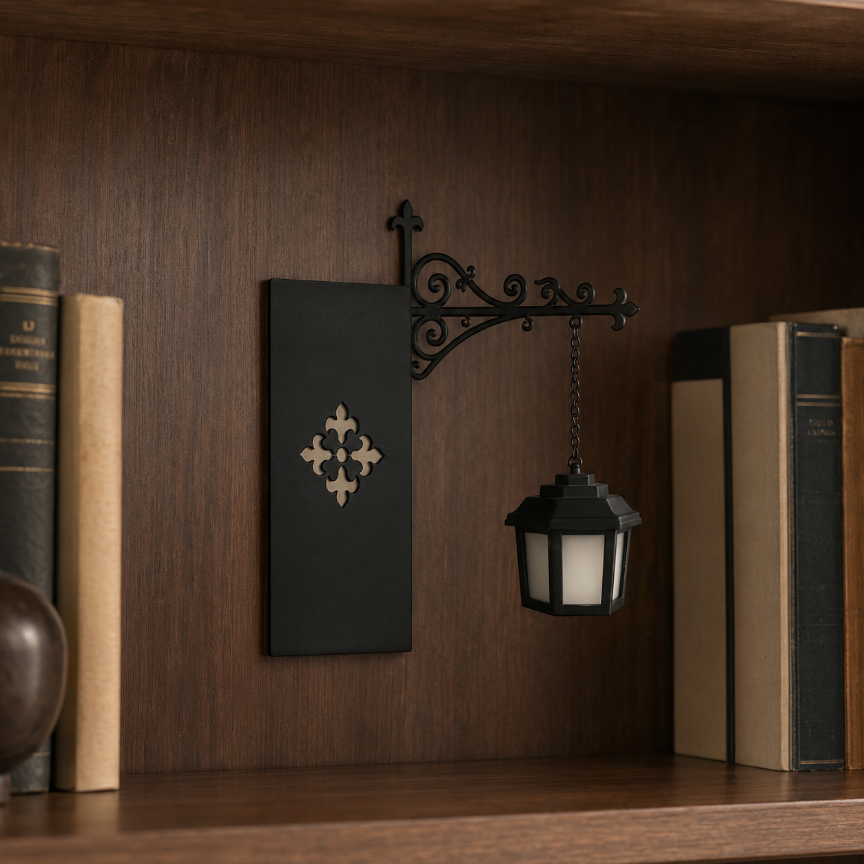 Vintage Bookshelf Lantern – Cozy Decorative Shelf Light