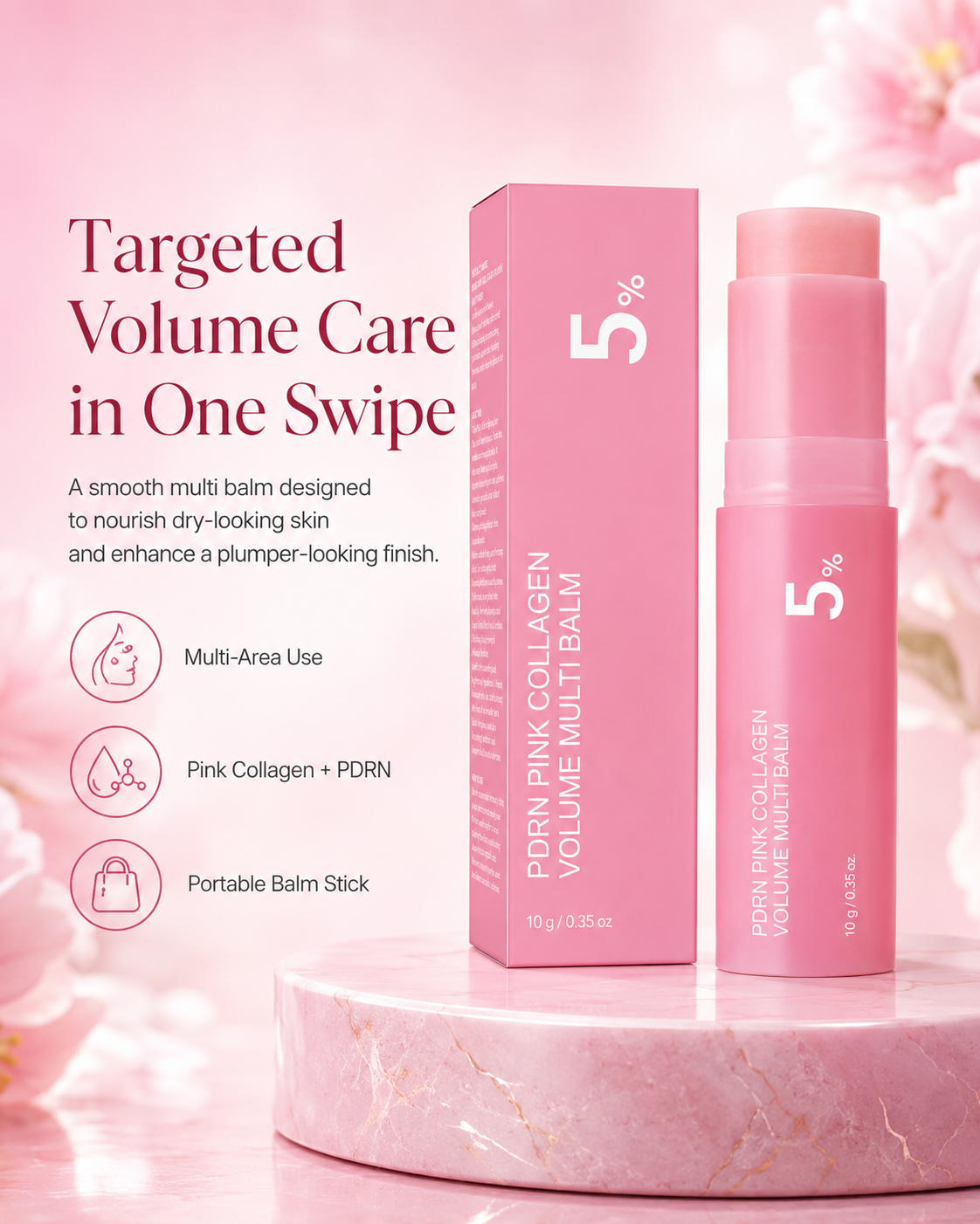 💜LAST DAY - BUY 1 GET 1 FREE PDRN Pink Collagen Multi Balm Stick for Dewy-Looking Skin
