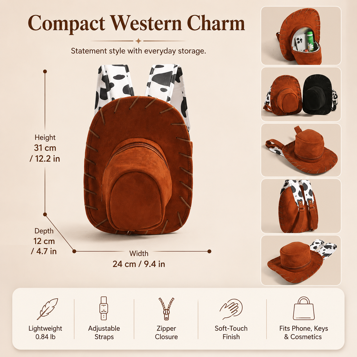 Western Cowboy Hat Shaped Backpack