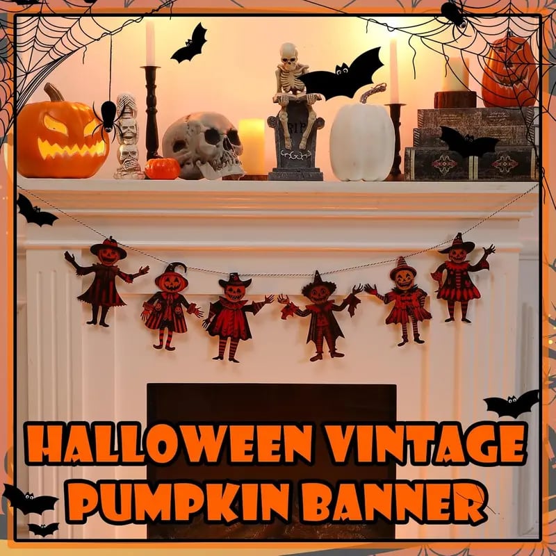 6 Pcs 5.9-Inch Halloween Vintage Wooden Garland Set
