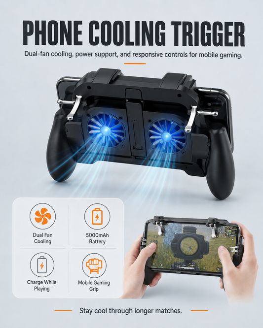 6-Finger Tablet & Phone Cooling Gaming Trigger Controller