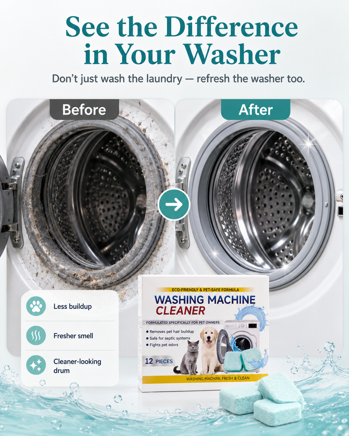 Pet Washing Machine Cleaner Tablets for Pet Owners