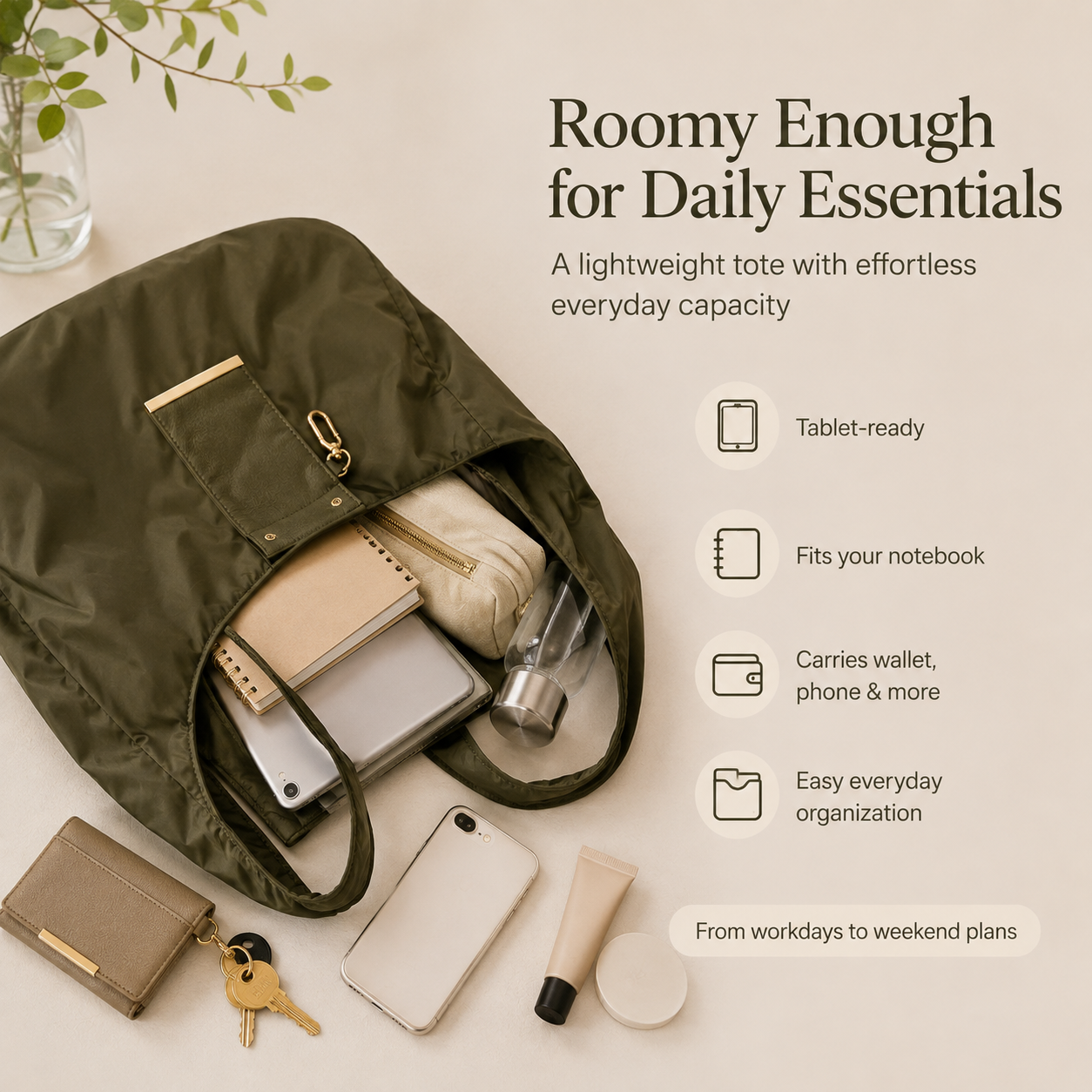 👜 Foldable Nylon Tote Bag – Lightweight Large Capacity Travel Bag