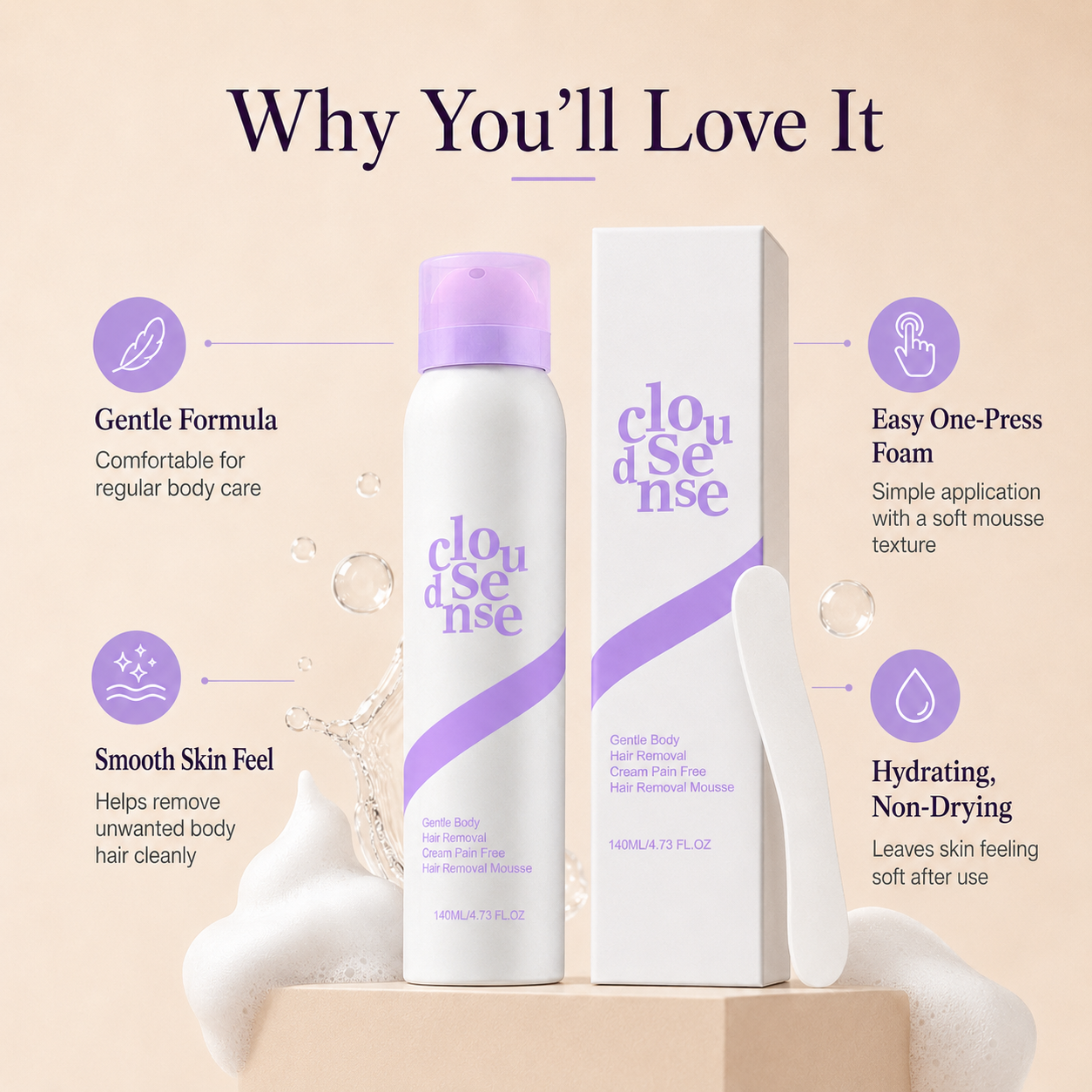 ✨  Gentle Hair Removal Mousse  | Easy At-Home Body Care
