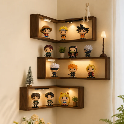 🔥 Last Day 49% OFF✨️Wooden Corner Wall Shelf with Built-in Lights