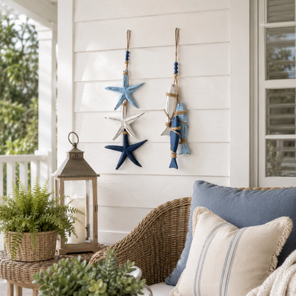 🔥Last Day 49% OFF🐟Lighted Coastal Wooden Starfish & Fish Hanging Decor