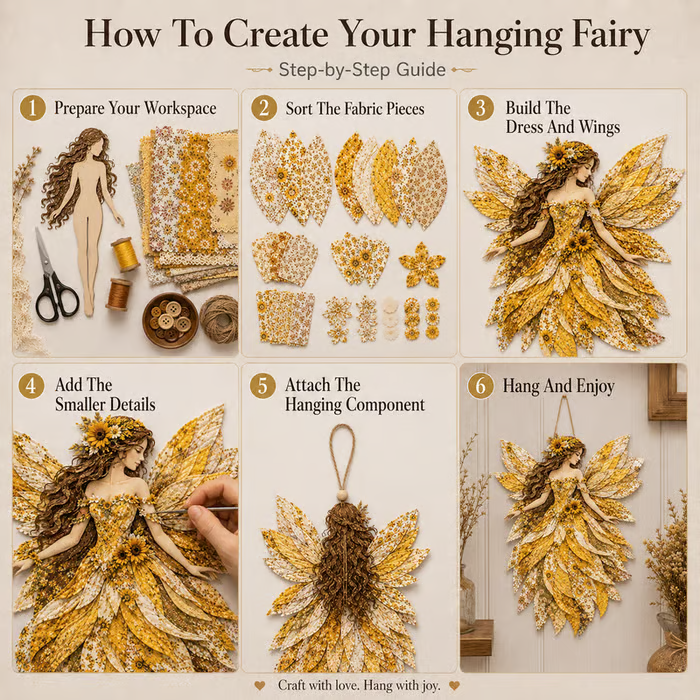 🧚‍♀️🌸 Premium Fairy Patchwork DIY Kit | High-Quality Layered Fabric with Floral Wings DIY Handmade Fantasy Wall Decor ✨