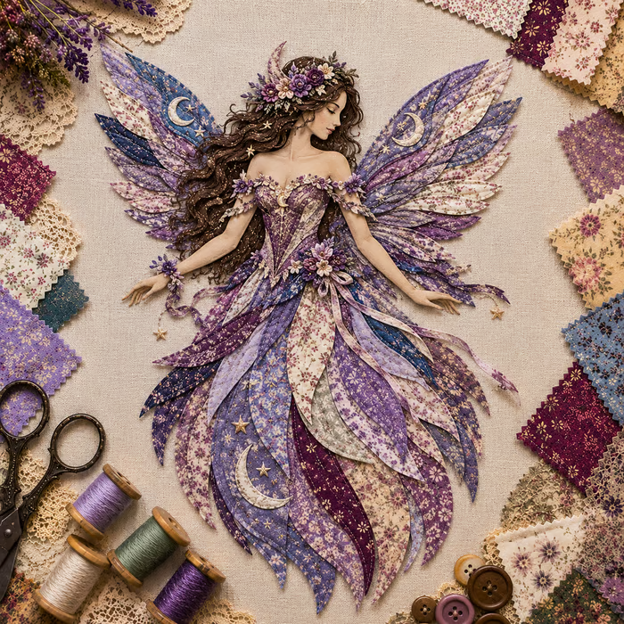 🧚‍♀️🌸 Premium Fairy Patchwork DIY Kit | High-Quality Layered Fabric with Floral Wings DIY Handmade Fantasy Wall Decor ✨