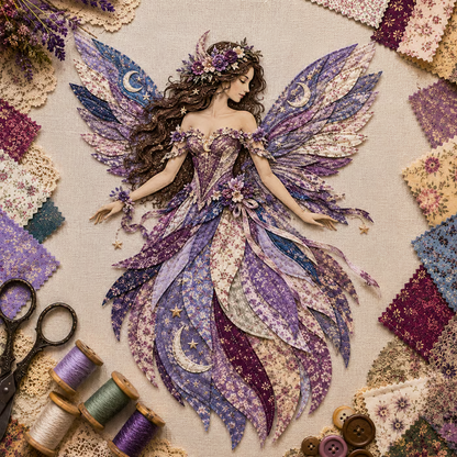 🧚‍♀️🌸 Premium Fairy Patchwork DIY Kit | High-Quality Layered Fabric with Floral Wings DIY Handmade Fantasy Wall Decor ✨
