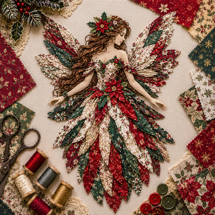 🧚‍♀️🌸 Premium Fairy Patchwork DIY Kit | High-Quality Layered Fabric with Floral Wings DIY Handmade Fantasy Wall Decor ✨