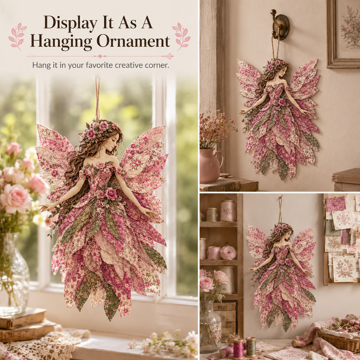 🧚‍♀️🌸 Premium Fairy Patchwork DIY Kit | High-Quality Layered Fabric with Floral Wings DIY Handmade Fantasy Wall Decor ✨