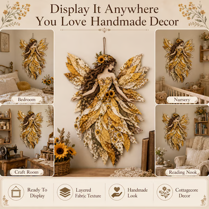 🧚‍♀️🌸 Premium Fairy Patchwork DIY Kit | High-Quality Layered Fabric with Floral Wings DIY Handmade Fantasy Wall Decor ✨