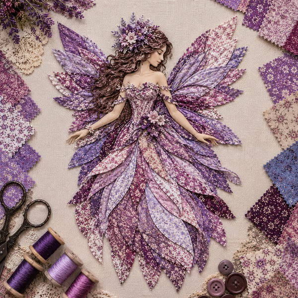 🧚‍♀️🌸 Premium Fairy Patchwork DIY Kit | High-Quality Layered Fabric with Floral Wings DIY Handmade Fantasy Wall Decor ✨