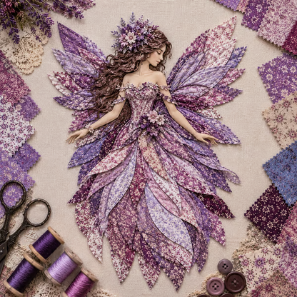 🧚‍♀️🌸 Premium Fairy Patchwork DIY Kit | High-Quality Layered Fabric with Floral Wings DIY Handmade Fantasy Wall Decor ✨