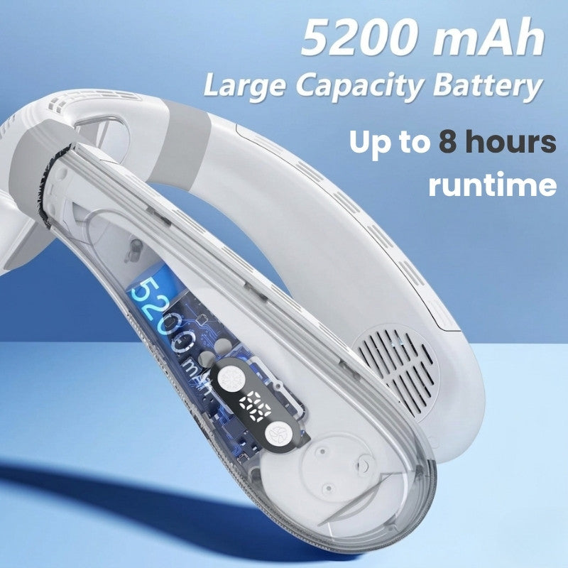 Dual-Cooling Neck Fanwith 5200mAh Battery& Cooling Plate
