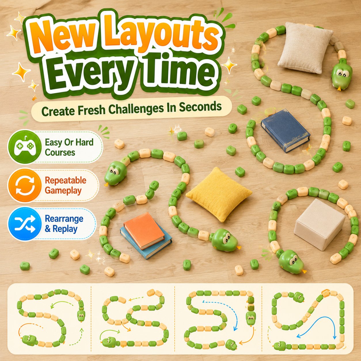Remote Control Snake Block-Collecting Game