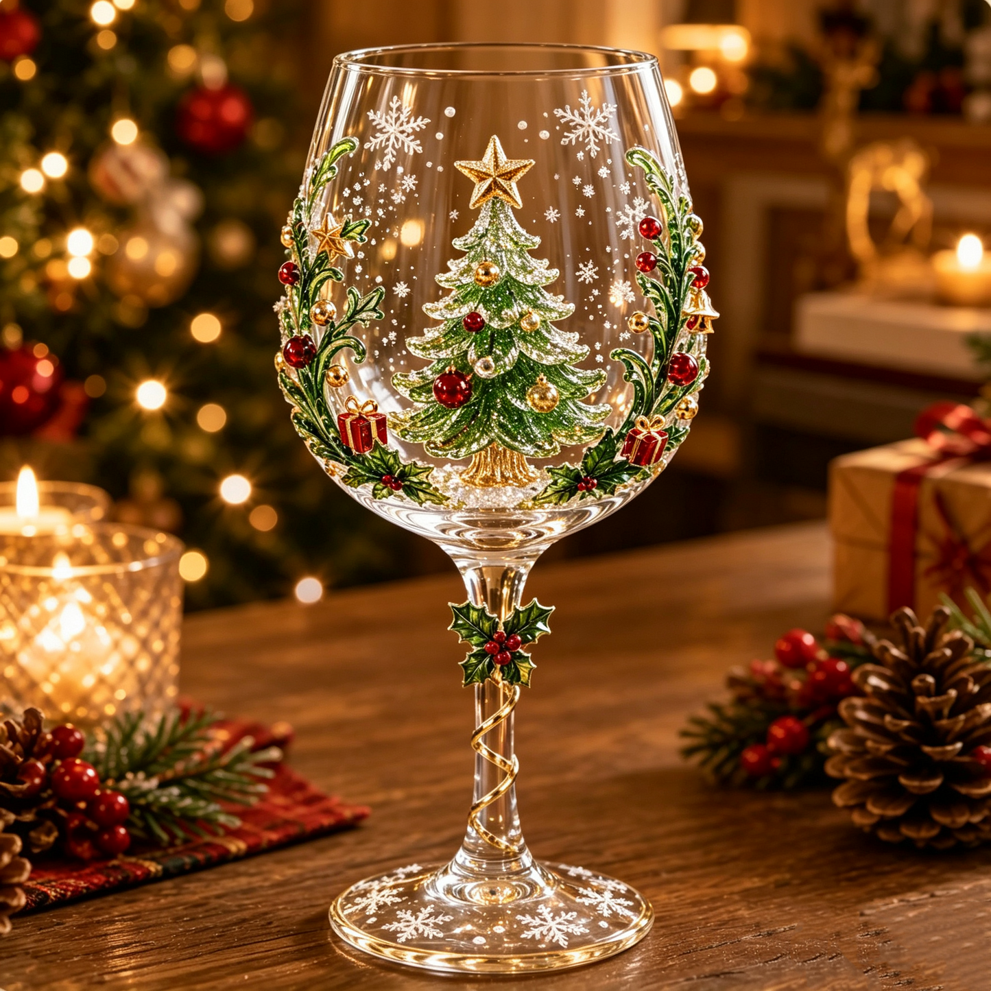 🎁3D Raised Christmas Wine Glass Collection – 6 Festive Designs