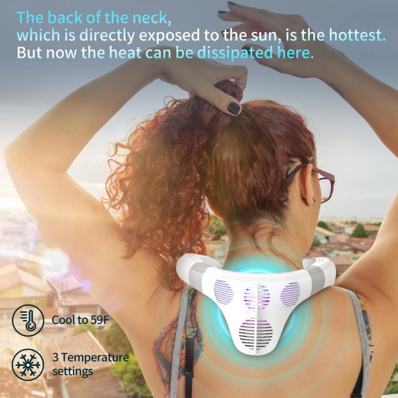 Dual-Cooling Neck Fanwith 5200mAh Battery& Cooling Plate