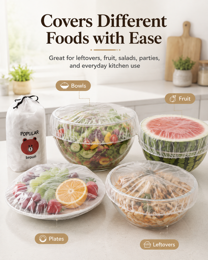 100PCS Disposable Elastic Food Covers for Bowls