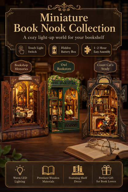 DIY Miniature Book Nook Kit with LED Lights