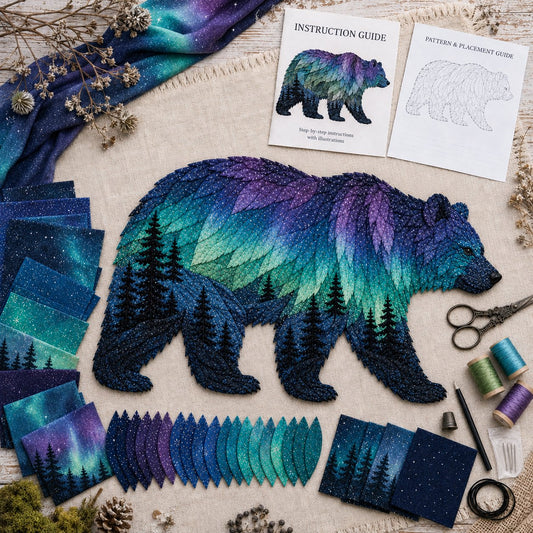⏳Last Day 49% OFF - 🌌🐺Northern Lights Wildlife DIY Patchwork Kit