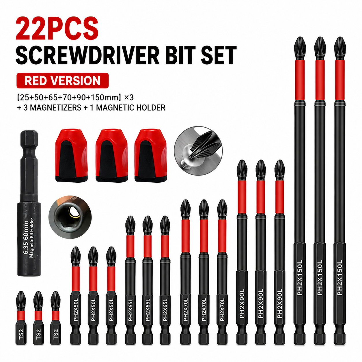 22PCS Magnetic Anti-Slip Screwdriver Bit Set | S2 Steel