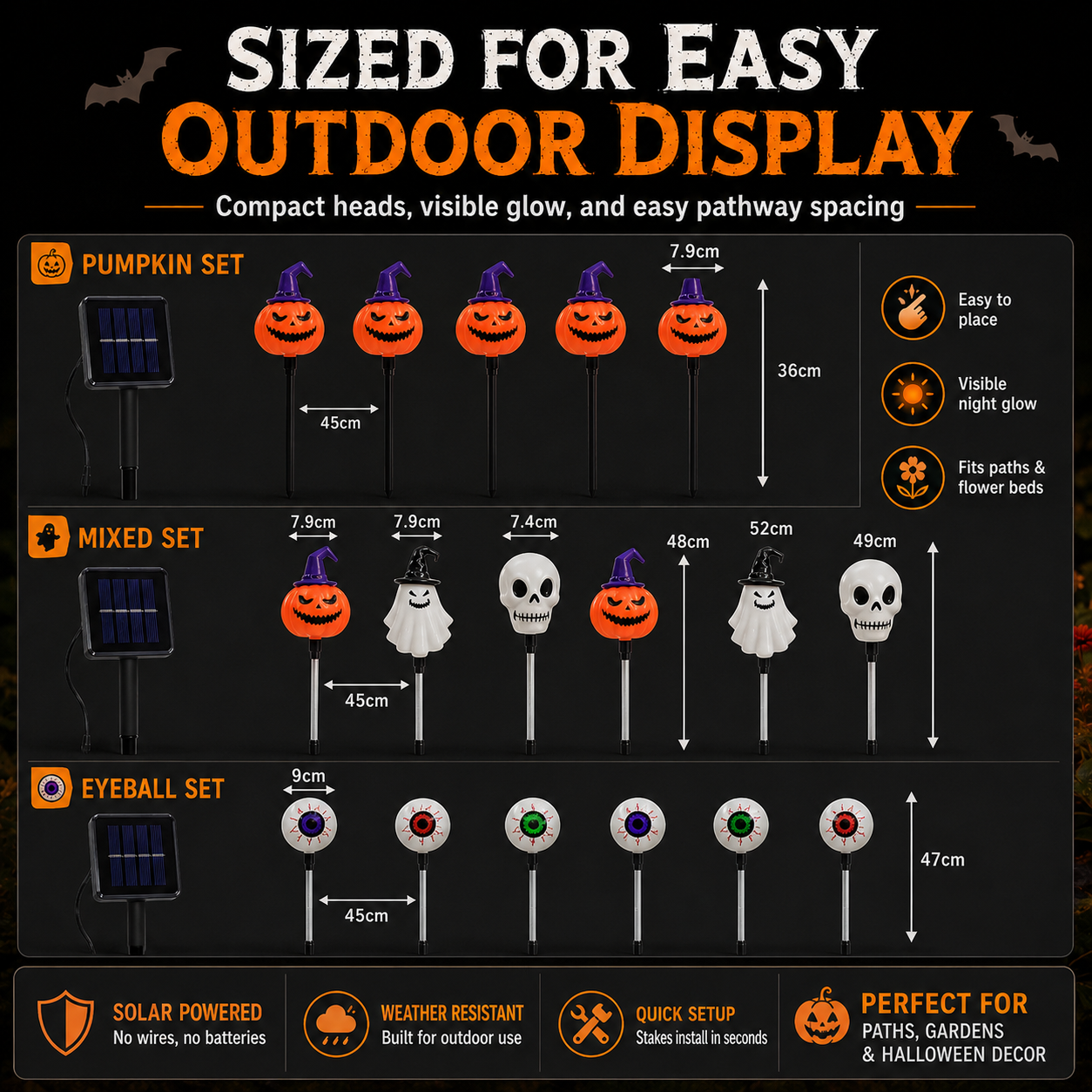 🎃 Solar Halloween Garden Stake Lights – Spooky Pathway Decor