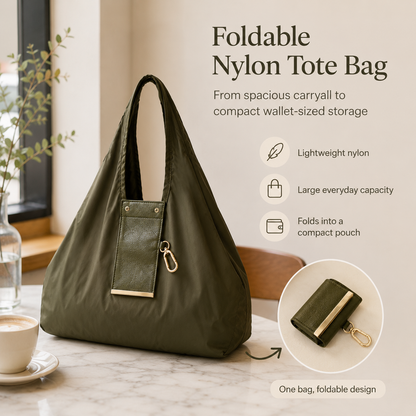 👜 Foldable Nylon Tote Bag – Lightweight Large Capacity Travel Bag