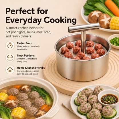🍽️ Stainless Steel Meatball Maker – Make 12 Meatballs in One Press