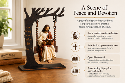 Jesus Swing Ornament – John 14:6 Faith Table Decor | Christian Bible Verse Home Decoration