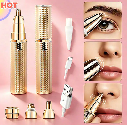 Rechargeable 3-in-1 Facial Hair Trimmer for Women, Precision Eyebrow Shaper & Painless Face Shaver for Lips and Peach Fuzz