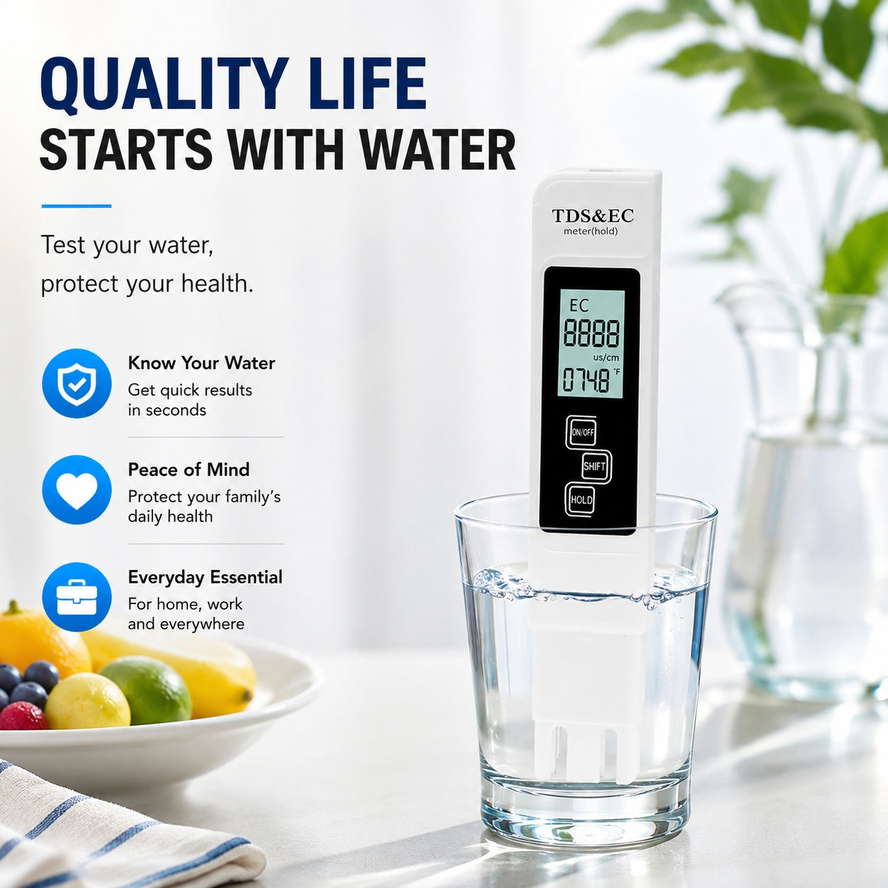 Portable Water Quality Tester – Quick Water Check for Home & Travel