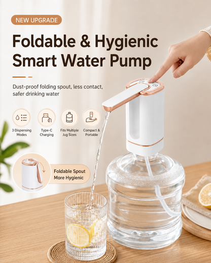 Foldable Smart Water Pump | 3-Mode Rechargeable Dispenser