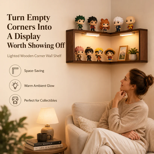 🔥 Last Day 49% OFF✨️Wooden Corner Wall Shelf with Built-in Lights
