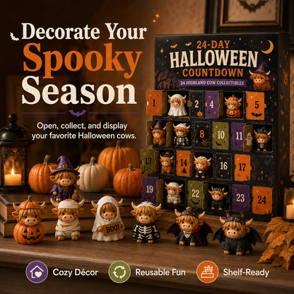 24-Day Halloween Countdown Calendar | Highland Cow Flat Figures