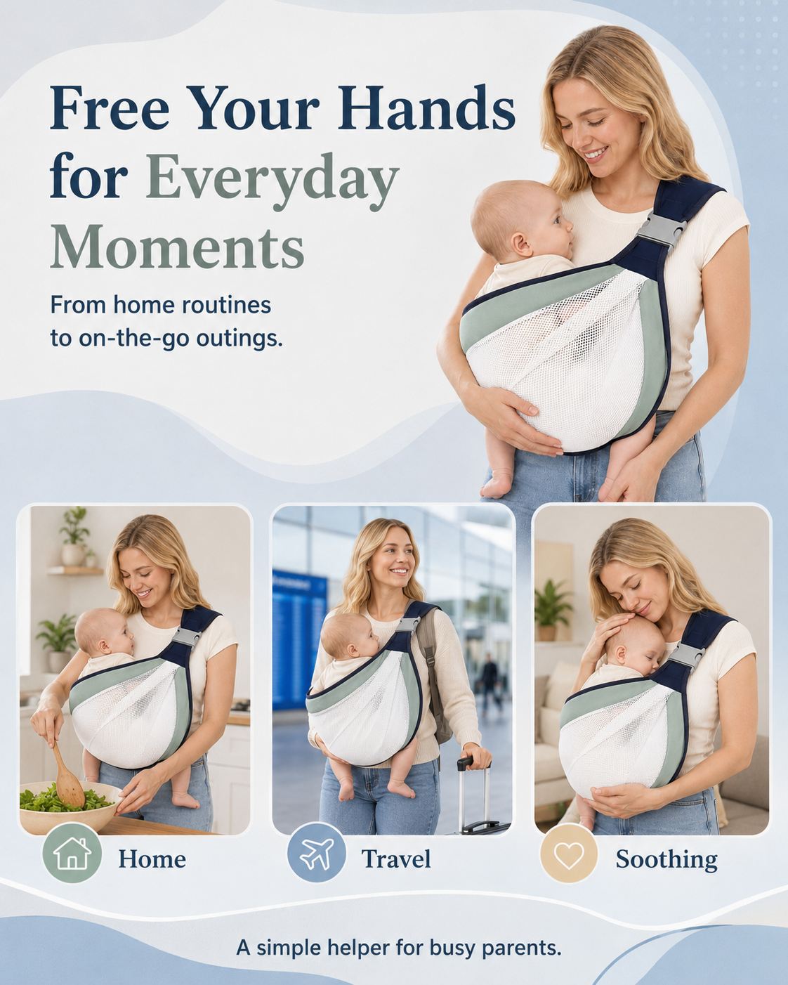 Lightweight Baby Sling Carrier | Breathable & Travel-Friendly