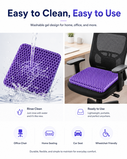 Cooling Honeycomb Gel Seat Cushion for Office & Car