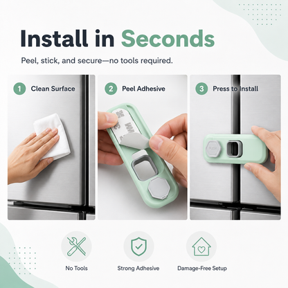 Child Safety Fridge Lock | Adhesive Cabinet & Drawer Lock