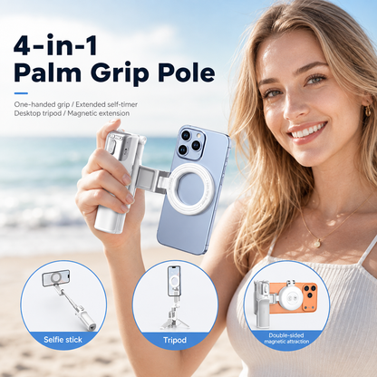 📸 Zoomable Magnetic Palm Grip | Selfie Stick & Tripod