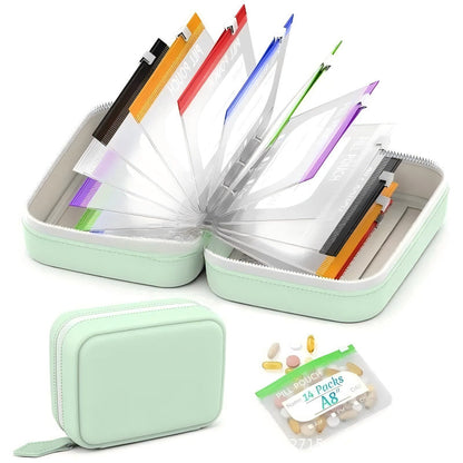 14-Pouch Travel Pill Organizer | Color-Coded Storage Case