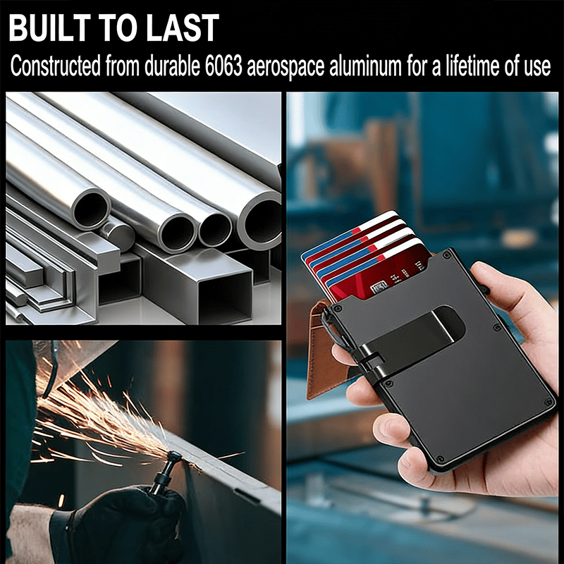 🔥Slim Pop-Up RFID Wallet for Men – Secure Aluminum Card Holder with Cash Slot & ID Window