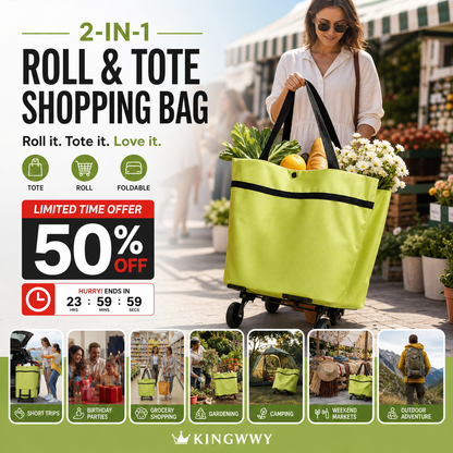 🔥LAST DAY-50% OFF🔥 2 in 1 Foldable Shopping Cart🎁