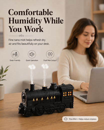 Vintage Train Aroma Diffuser with Jellyfish Mist & Remote Control